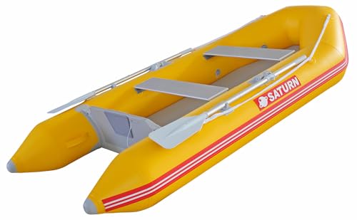 9.6' Saturn CB290 Budget Inflatable Boat. Yellow Color. Inflatable Motor Boat for Pleasure or Fishing. Inflatable Raft. Tender for Yacht. Portable Inflatable Motor Boat.