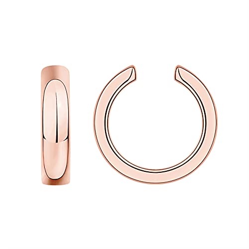 Image of PAVOI 14K Gold Plated 925 Sterling Silver Round Huggie Ear Cuff Earrings for Women | Clip On Cartilage Cuff Earrings