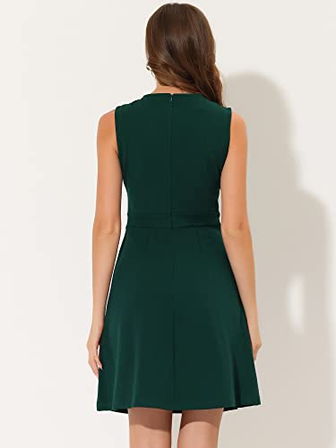 Image of Allegra K Women's Work Dress Round Neck Solid Color Sleeveless A-Line Business Casual Office Dresses