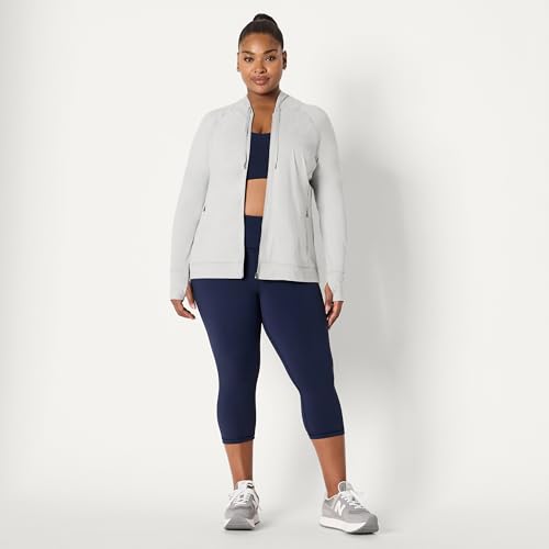 Amazon Essentials Women's Athletic Soft Performance Lightweight Zip Up Workout Hoodie Jacket, Space Dye Dove, X-Small - image 7