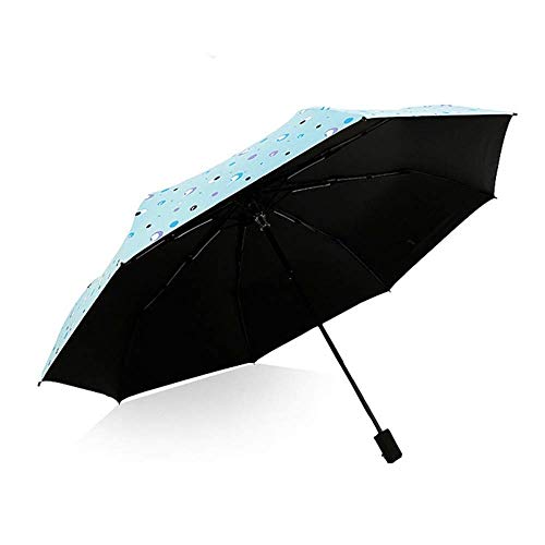 ZAIHW Compact Umbrella Windproof Umbrella with Teflon Coating,Automatic Oversize Lightweight Portable Rain Sun Travel Umbrella, Painting Folding Umbrella Female Rain Tools Blue Pocket Sun Parasol for