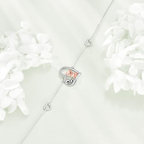 Animal Bracelet S925 Sterling Silver Heart Animal Jewelry Gift For Women Dog Lover2