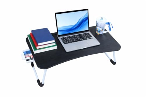Image of MemeHo Multi-Purpose Foldable Laptop Table for Bed & Sofa | Portable Study Desk, Breakfast & Reading Table | Ergonomic Design, Non-Slip Legs | Fits up to 17 inch Laptop with Cup Holder and Dusk(Black)