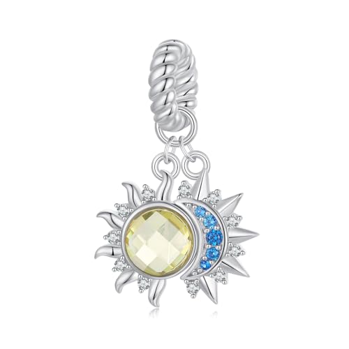Dijes plata ley 925 de sol y luna brillantes para cumpleaños de mujer