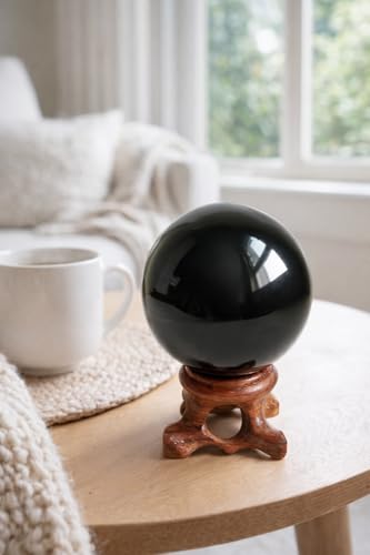 Black Obsidian Crystal Balls for Fengshui, Meditation, Crystal Healing, Divination, Home Decoration, Black Magic Crystal Sphere – Image 3