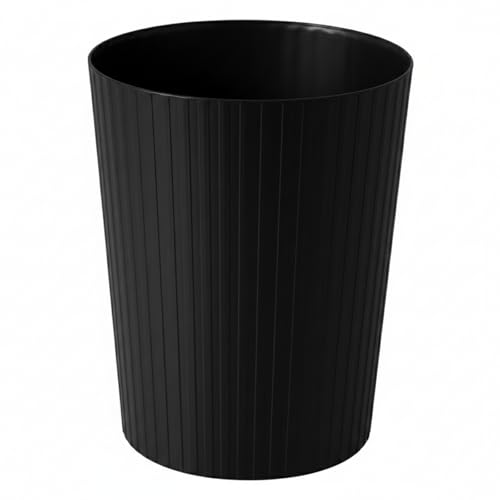 Trash Can, EVONEA Plastic Wastebasket Garbage Trash Bin, Waste Trash Bin, Round Container Bin for Office, Home, Bathroom, Kitchen, Dorm (Black, 1 Pack)