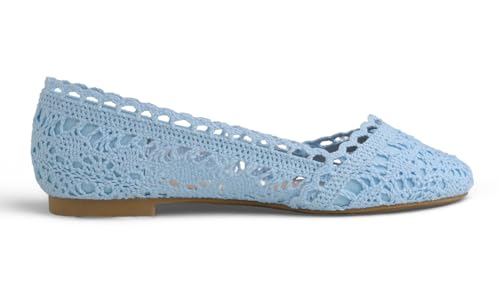 Image of FEVERSOLE Women's Comfort Breathable Knit Crochet Shoes Lace Ballet Flats