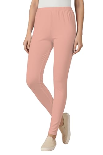Image of Women's Cotton Lycra Ankle Length Leggings | Regular Rise, Soft 4 Way Stretch Fabric | Casual & Ethnic Wear