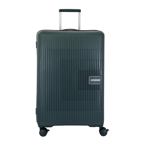Image of American Tourister Hard Shell 8 Spinner Wheel,Expander & Recessed TSA Lock Check-in Trolley Bag for Travel|Large PP Suitcase with Double Zipper,Flexi Packing Straps for Unisex (Green, 24)
