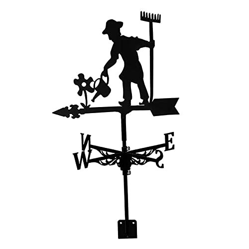 Gnohnay Girouette de Jardin Exterieur, Weathercock Wind Direction Indicator, Girouette en Métal de Toit, Girouette Faucheuse Rétro Ferme (Jardinier)