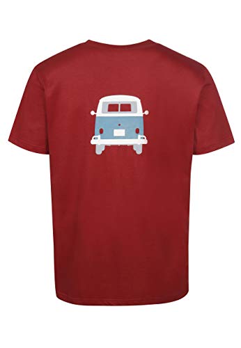 Elkline Herren T-Shirt Methusalem mit VW Bulli Print, Größe:S, Farbe:syrahred