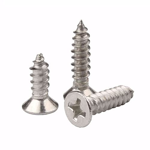 ORANXIN M5 x 25mm 30 Pcs Acero inoxidable 304 Tornillos para madera Cruz Avellanada Cabeza plana Autoperforante Alargar Tornillos autorroscantes Cover