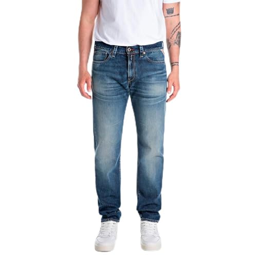 Replay Neaal Red Attitude   Pantalones Vaqueros Ajustados para Hombre, 007 Dark Blue, 31W x 30L