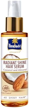 Parachute Advansed Radiant Shine Hair Serum | Coconut & Almond | 48 Hr Frizz Control | 4X Shiny Hair | 100ml