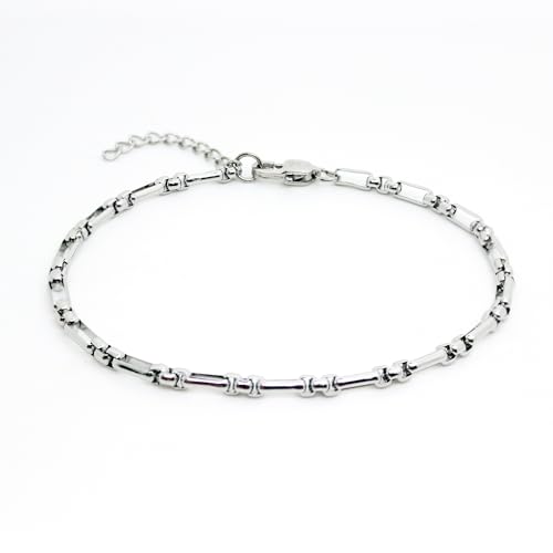 Baronyka Stainless Steel Box Link Chain Bracelet for Men, Adjustable Length with Logo Clasp, Men's Jewelry2