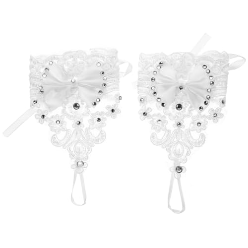 PRETYZOOM De Mariée En Dentelle Fleurie Sans Doigts Avec Nœud Strass Élégants Pour Robe De Mariée Soirée Mariage Taille 6.30X3.15 Pouces