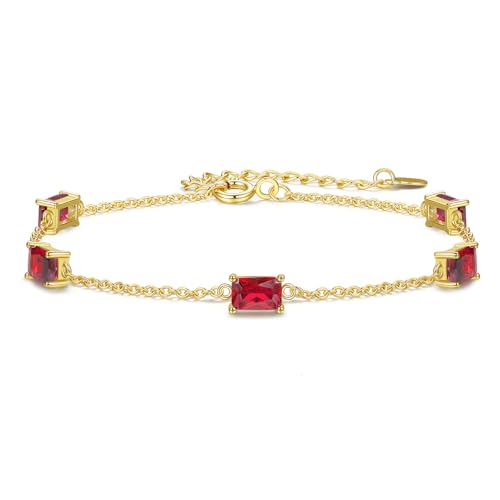 Gold Birthstone Bracelets for Women Dainty Simple Women Link Bracelet Fine Jewelry Christmas Mother's Day Birthday Gifts for Women Wife Girlfriend Her