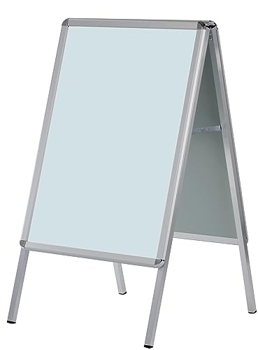 Preisvergleich Produktbild FRANKEN Plakatständer Kundenstopper A2 mit Klapprahmentechnik, freistehend, doppelseitig, Aluminiumrahmen, Standard, BSA2