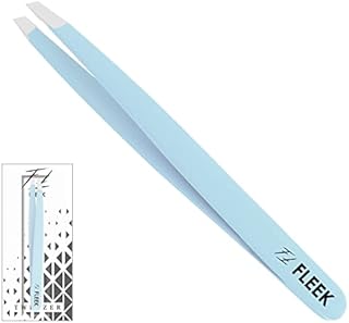 Fleek Eyebrow Tweezers Professional Best Stainless Steel Precision Tweezers Slanted Tweezers for Facial Hair Women & Men (Sky Blue)
