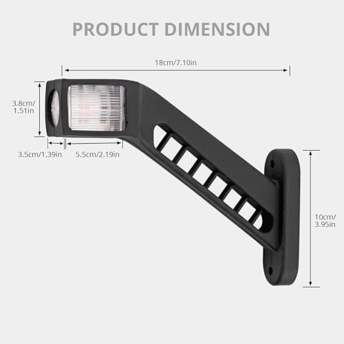 Justech LED Seitenmarkierungsleuchten 12-30V IP65 wasserdicht für LKW, Trailer, Wohnmobile | E-Mark Zulassung | 3-Farbige Beleuchtung | 6 LEDs pro Lampe | Mit Schrauben