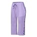 Aniywn Cute Shorts for Women Comfy Summer Fashion Knee Length Side Button Up Drawstring High Rise Pockets Loose Linen Short Light Purple