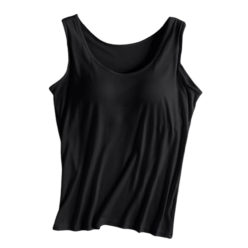 Camiseta sin mangas con brasier integrado para mujer, casual, atlético, cuello redondo, sin mangas, para deportes Y2K, sin varillas, básica, para correr, con sujetadores integrados, bonito