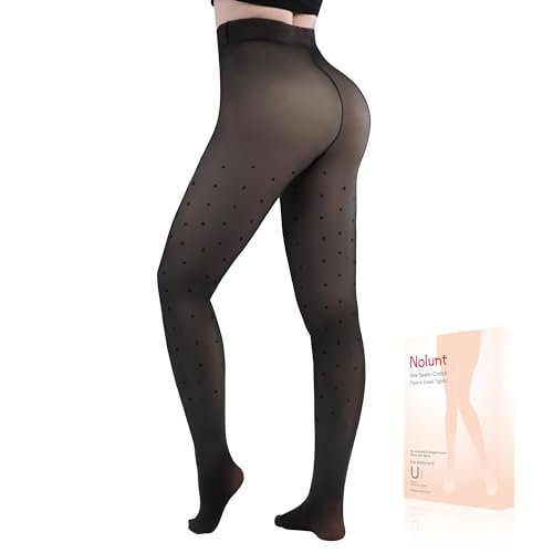 Image of Fleece Lined Tights Sheer Women,Fake Translucent Warm Pantyhose Leggings Sheer Thermal Tights for Women in Winter.