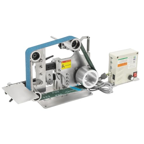 2 x 36 In Belt Grinder Knife Making 110V Variable Belt Grinders Desktop Belt Sander Knife Sharpener with 60/800 Grits Sanding Belts for Knife Making Grinding, Maximum Linear Speed of 78.74ft/s