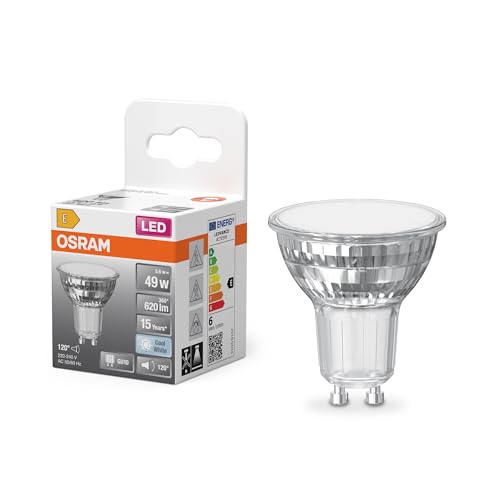 OSRAM Reflector LED Star PAR16 80, blanco neutro 4000 K, 5,6 W, GU10, 120°, 620 lm, 15.000 h, para iluminación puntual, iluminación de áreas y salones.