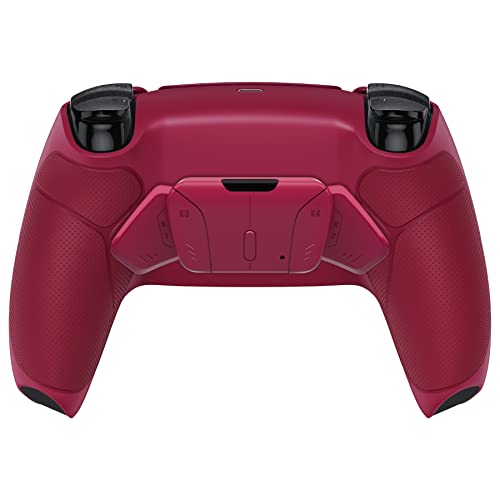 eXtremeRate Cosmic Red Rubberized Grip Programable RISE4 V3 Remap Kit for PS5 Controller BDM-030 040 050 Models, Upgrade Board Redesigned Bottom Shell 4 Back Buttons Set for PS5 Controller