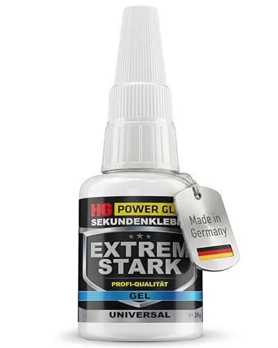 HG POWER GLUE Sekundenkleber Superkleber Gel Extra Stark - transparent für Metall, Kunststoff, Keramik, Holz & Gummi - Tropffreier Industriekleber mit Präzisionsspitze - 28g