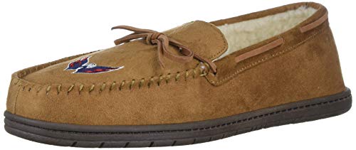 FOCO NHL Boston Bruins Mens College Team Logo Moccasin Slippers Shoes, Tan, Small (7-8)