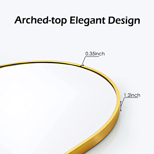 Image of HARRITPURE 2Pcs Arched Bathroom Mirror ​Wall Mounted Mirror Aluminum Alloy Frame for Bathroom,Vanity Mirror Home Decor for Bathroom Bedroom Living Room Entryway (Gold, 20 inch*30 inch)