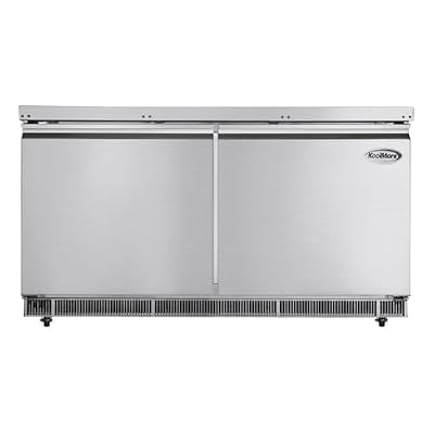 Pemberly Row 60" Commercial Refrigerated Prep Station, Stainless Steel Cold Table Refrigerator, Automatic Defrost, Digital Temperature Control, 2-Door Freestanding Unit for Restaurants, Buffets,