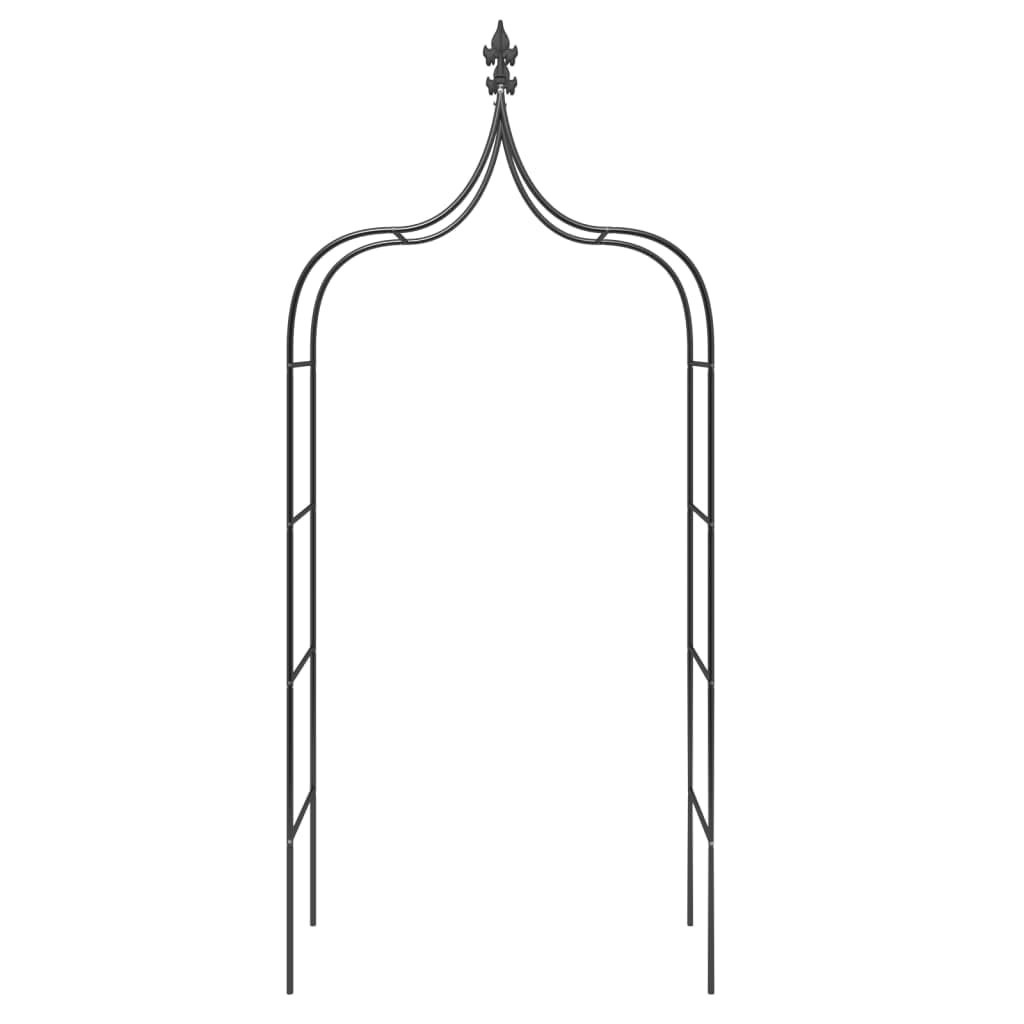 Archi da giardino, 2 pezzi, in acciaio verniciato a polvere, nero, 120 x 38 x 260 cm, punte decorative per decorazione romantica da giardino, arco per rose in metallo stabile per piante rampicanti