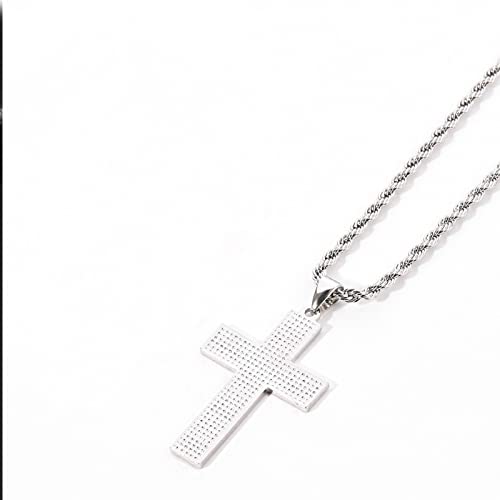 American Flag Cross Pendant Necklace Silver Cross Necklace Independence Day Necklace Patriotic Cross Pendant Jewelry Women Men Boys Girls … (Silver) #TOP3