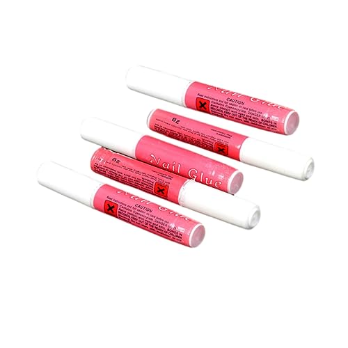 SOESFOUFU Acrylic Nail Glue 5 Pack 2g for Rhinestones Fake Nails Strong Viscosity Non-Leak Durable Acid-Free