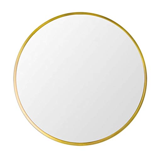Espejo de baño, Espejo de tocador Redondo, Marco Grande de Metal Cepillado Espejo de Pared de baño Dorado, Espejo Colgante Negro Mate para tocador y Entrada, 15