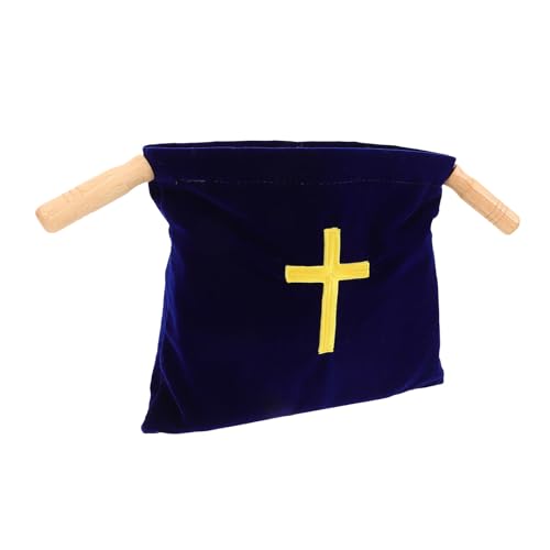 Bolsa de ofrendas con cruz bordada y tela de madera de gran capacidad para comunión 2
