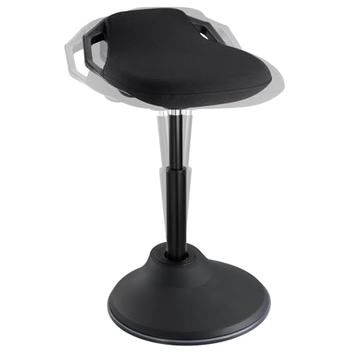 Image of Desky Sit Stand Pro Active Stool - Ergonomic Height Adjustable Wobble Chair with Weighted Base, 360 Motion Seat for Standing Desks - Supports Up to 275 lbs