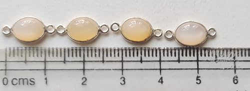 Conectores ovalados lisos de piedra lunar natural con doble bucle y plata 5
