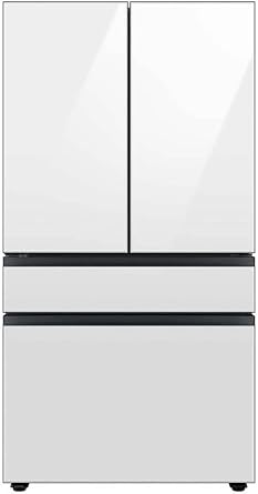 Samsung 23 Cu. Ft. Bespoke Counter Depth 4-Door French Door Refrigerator with Beverage Center, White Glass, RF23BB860012AA