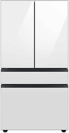 Samsung 23 Cu. Ft. Bespoke Counter Depth 4-Door French Door Refrigerator with Beverage Center, White Glass