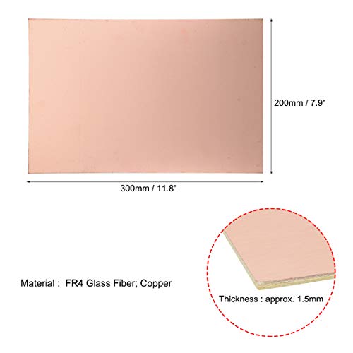 Uxcell Single-Sided Copper Clad Laminate Pcb Circuit Board, Fr4 300X200Mm 11.81X7.87 Inch, 1.5Mm Thickness Diy Prototyping Pcb Board, Name Board #TOP2