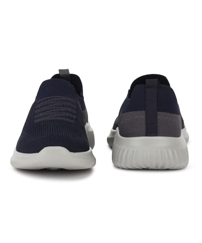 Image of Aqualite Colourblock Slip-on Casual Shoes| Walking Shoes for Men (Grey & Blue), UK 09
