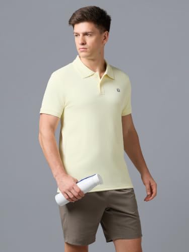 Image of TECHNOSPORT Men's Regular Fit Half Sleeve Polo T-Shirt with Collar, ELASTO Plus Quick Dry Moisture Wicking Polo Tee for Gym Sports Golf and Casual Wear