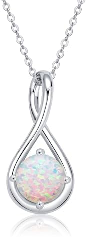 AINUOSHI Birthstone Necklace for Women Sterling Silver 2CT Genuine or Created Gemstone Dainty Infinity Pendant Necklace Fine Jewelry Anniversary Birthday Christmas Mothers Day Gifts for Mom Wife