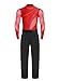 Linjinx Mens Latin Dance Outfits Bodysuit And Long Pants 2-piece Suit for Latin Chacha Ballroom Dance Rumba Red 3X-Large