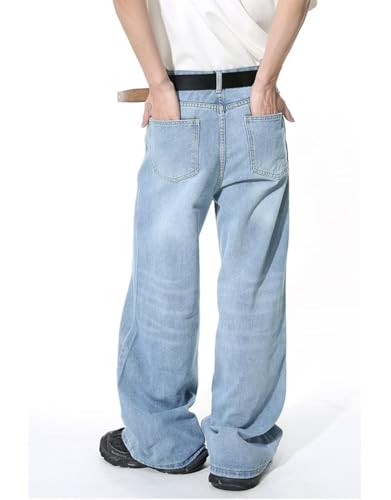 Men's Hip Hop Baggy Jeans Casual Wide Leg Skateboard Vintage Denim Pants Streetwear MZA203