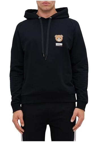 Sweat à capuche Moschino ours en caoutchouc : hoodie noir en coton imprimé pour homme